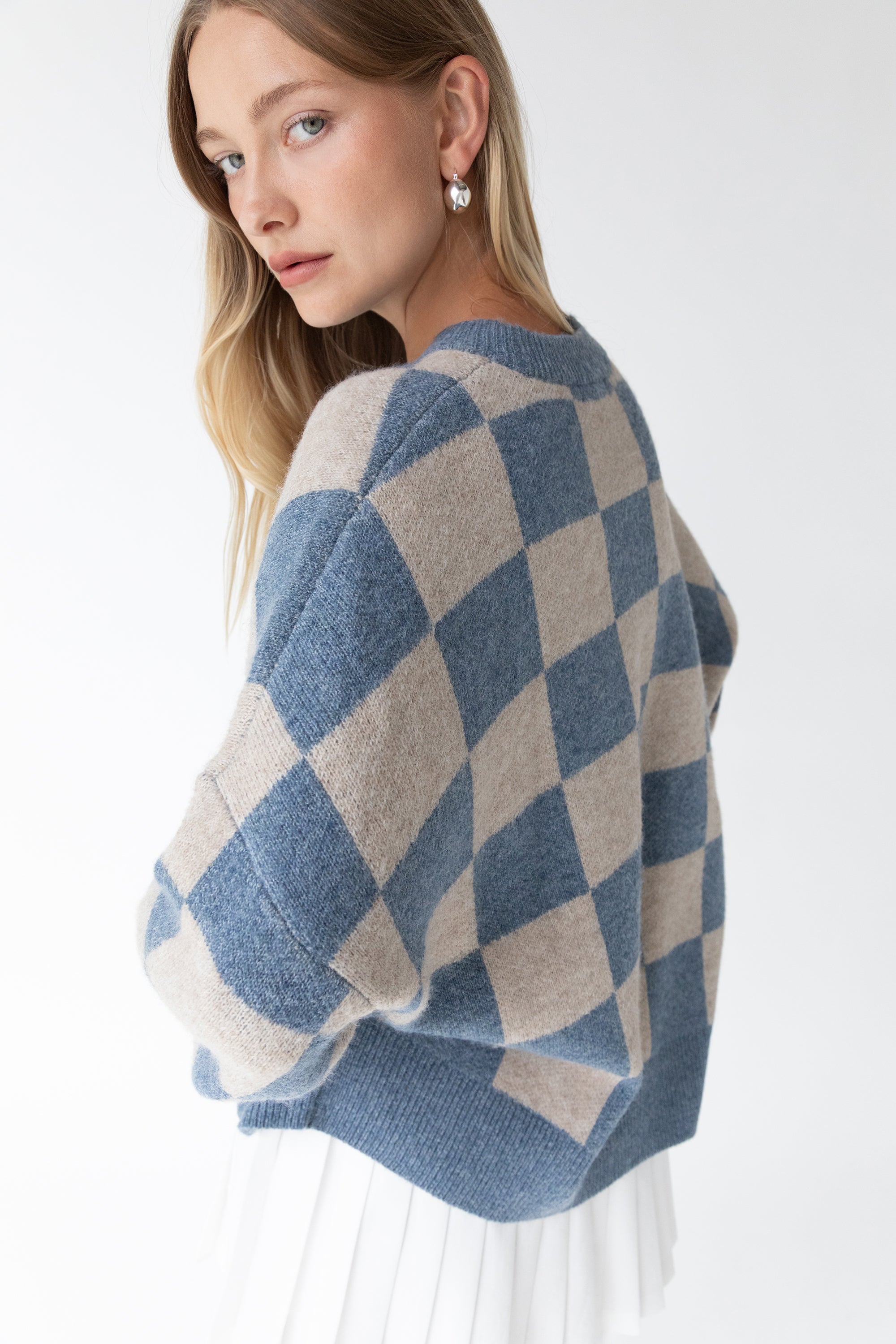 CHECKERED CREWNECK SWEATER Cheap Online Store