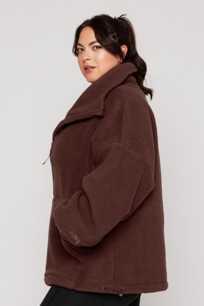 Big Hug Fleece Half Zip Sweater - Chocolate Clearance Buy