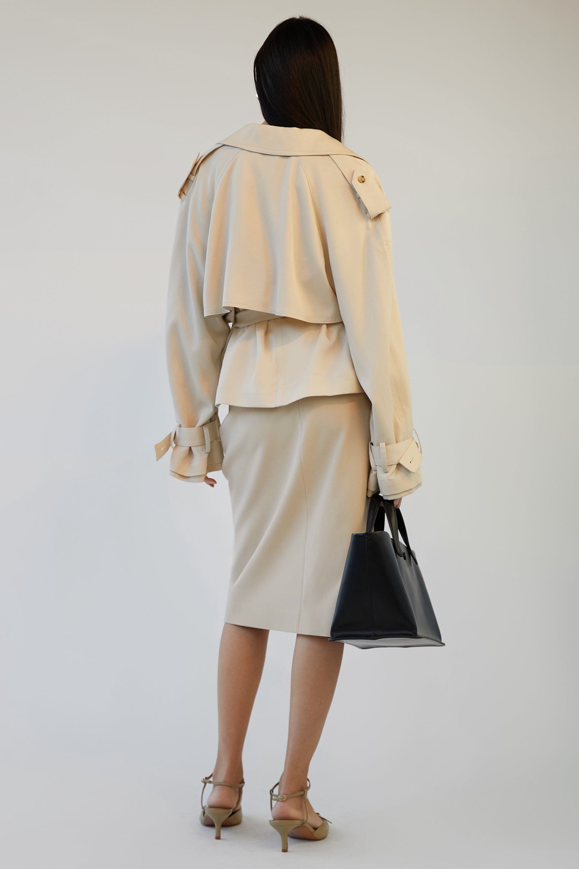 CROPPED FLOWY TRENCH COAT Visa Payment