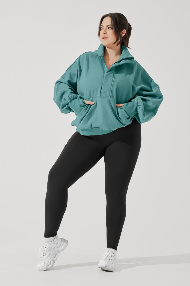 Ooey Gooey Half Zip Sweater - Turquoise Cheap Official