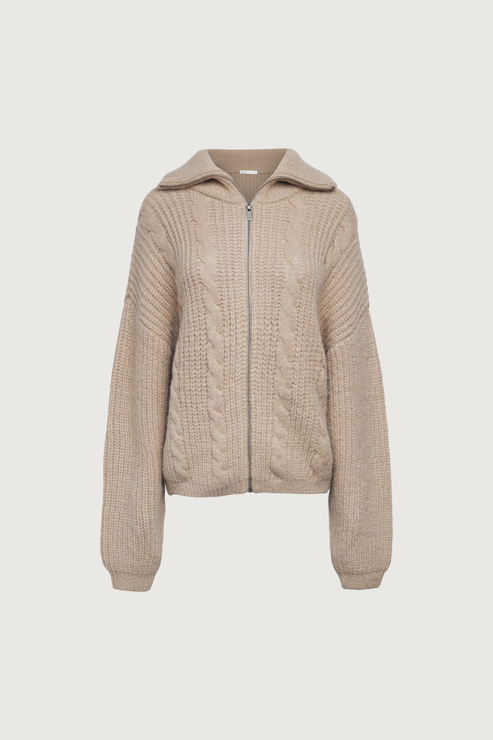 CABLE KNIT COLLARED CARDIGAN Free Shipping Clearance Store