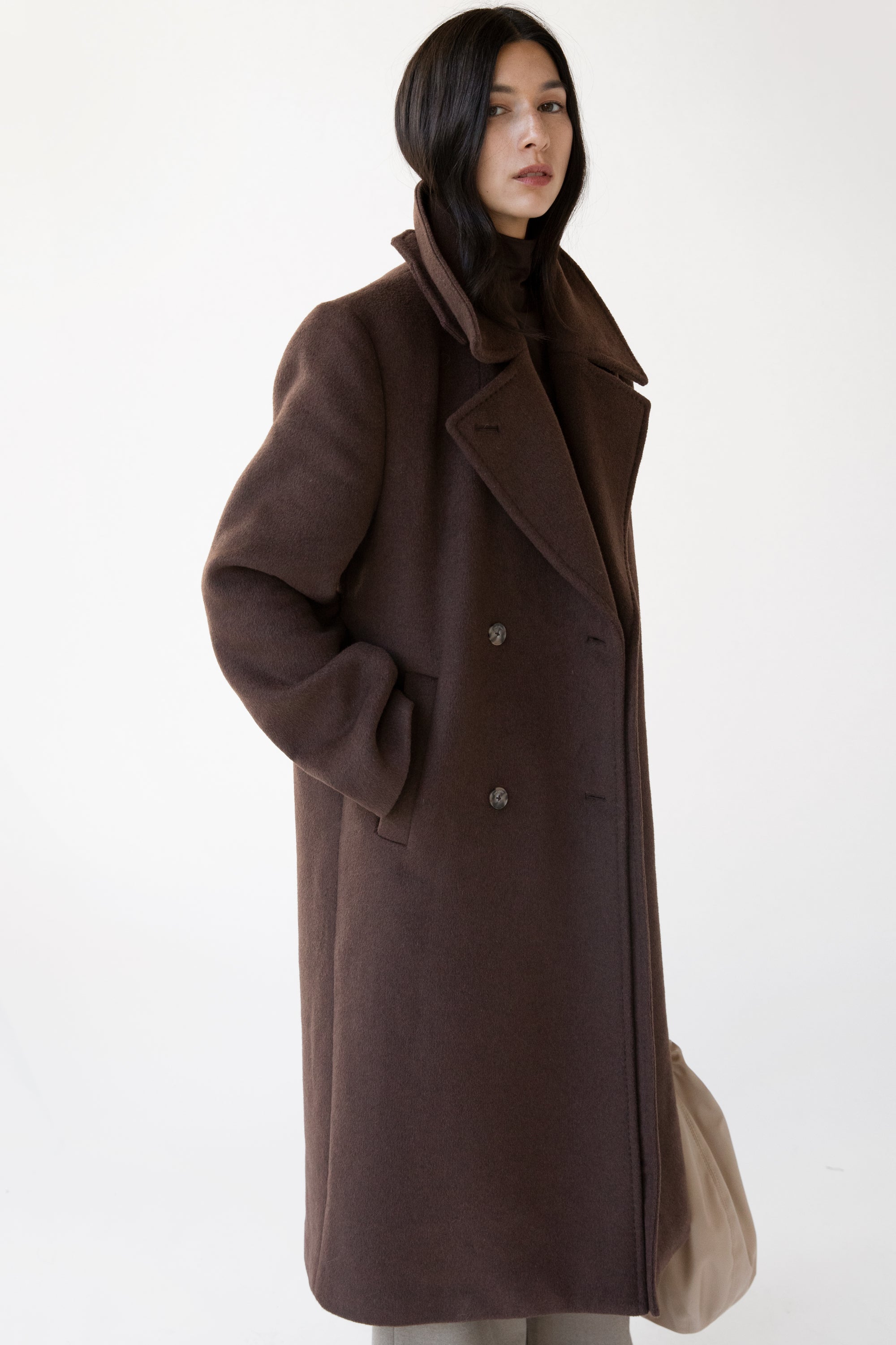 WOOL-BLEND DOUBLE BREASTED COAT WITH POCKETS Best Pices For Sale