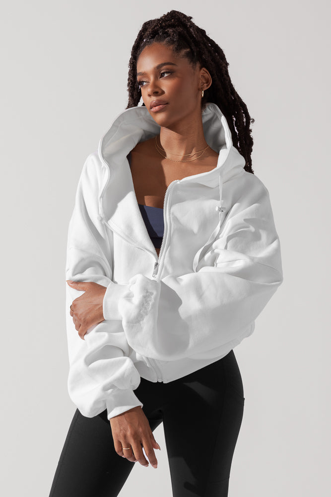 Zip Cloud Hoodie - White Online Cheap Pice