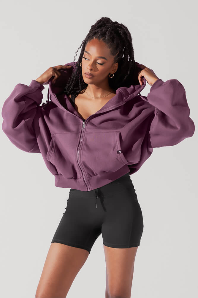 Zip Cloud Hoodie - Deep Plum Official For Sale