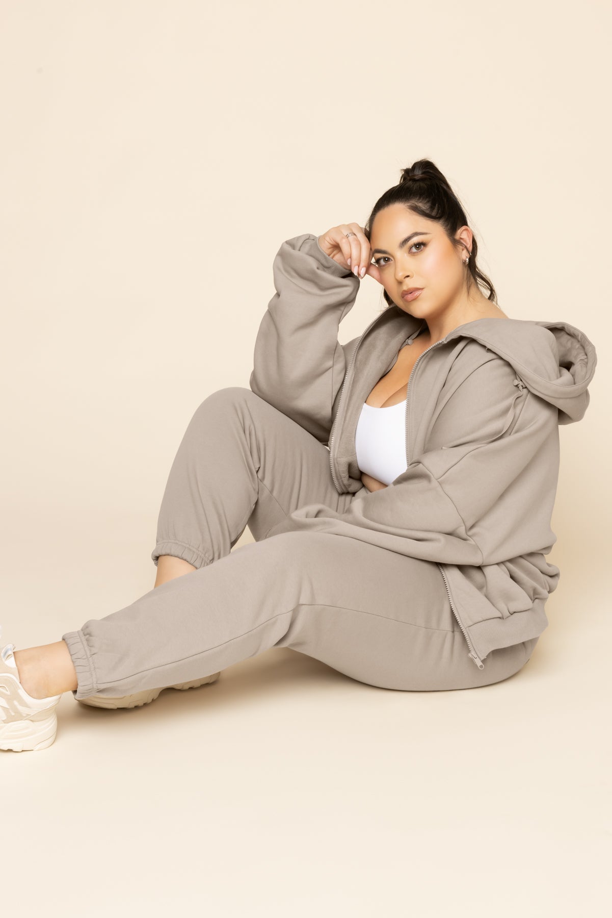 Cloud Rollover Sweatpant - Taupe Free Shipping Perfect