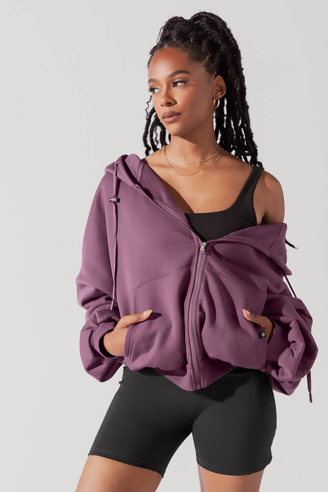 Zip Cloud Hoodie - Deep Plum Official For Sale