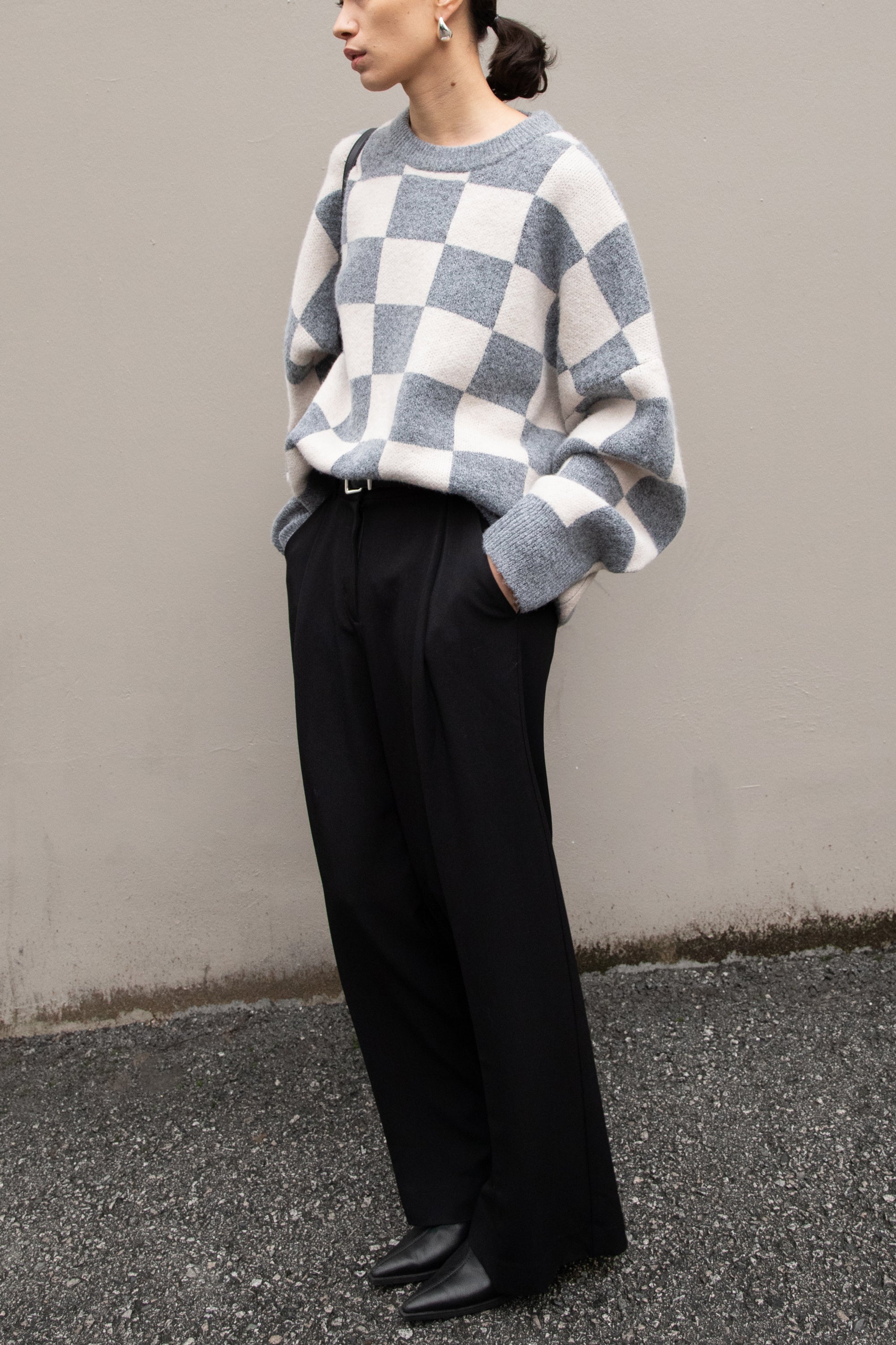 CHECKERED CREWNECK SWEATER Cheap Online Store