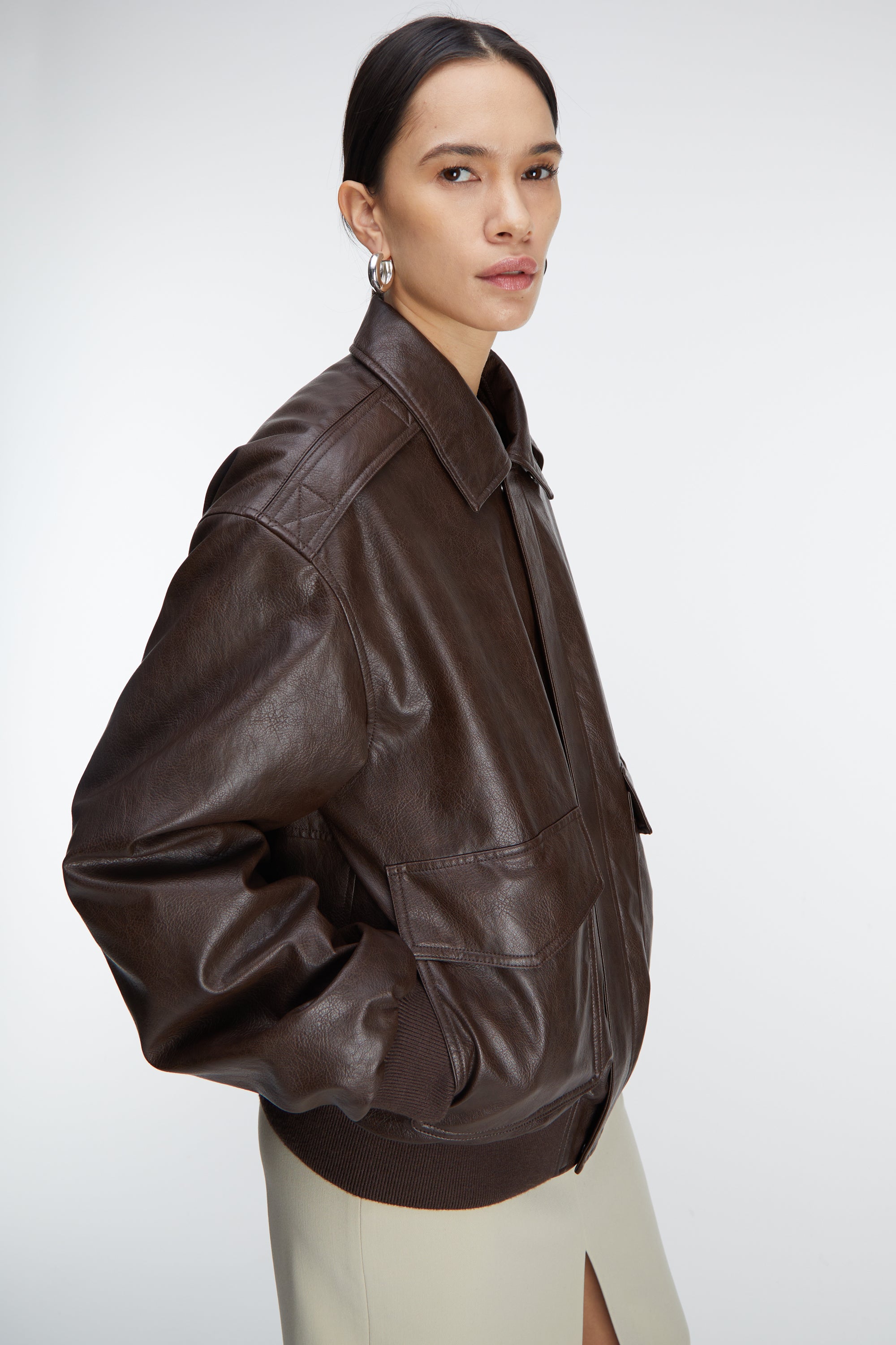 VEGAN LEATHER BOMBER JACKET Buy Cheap Tumblr