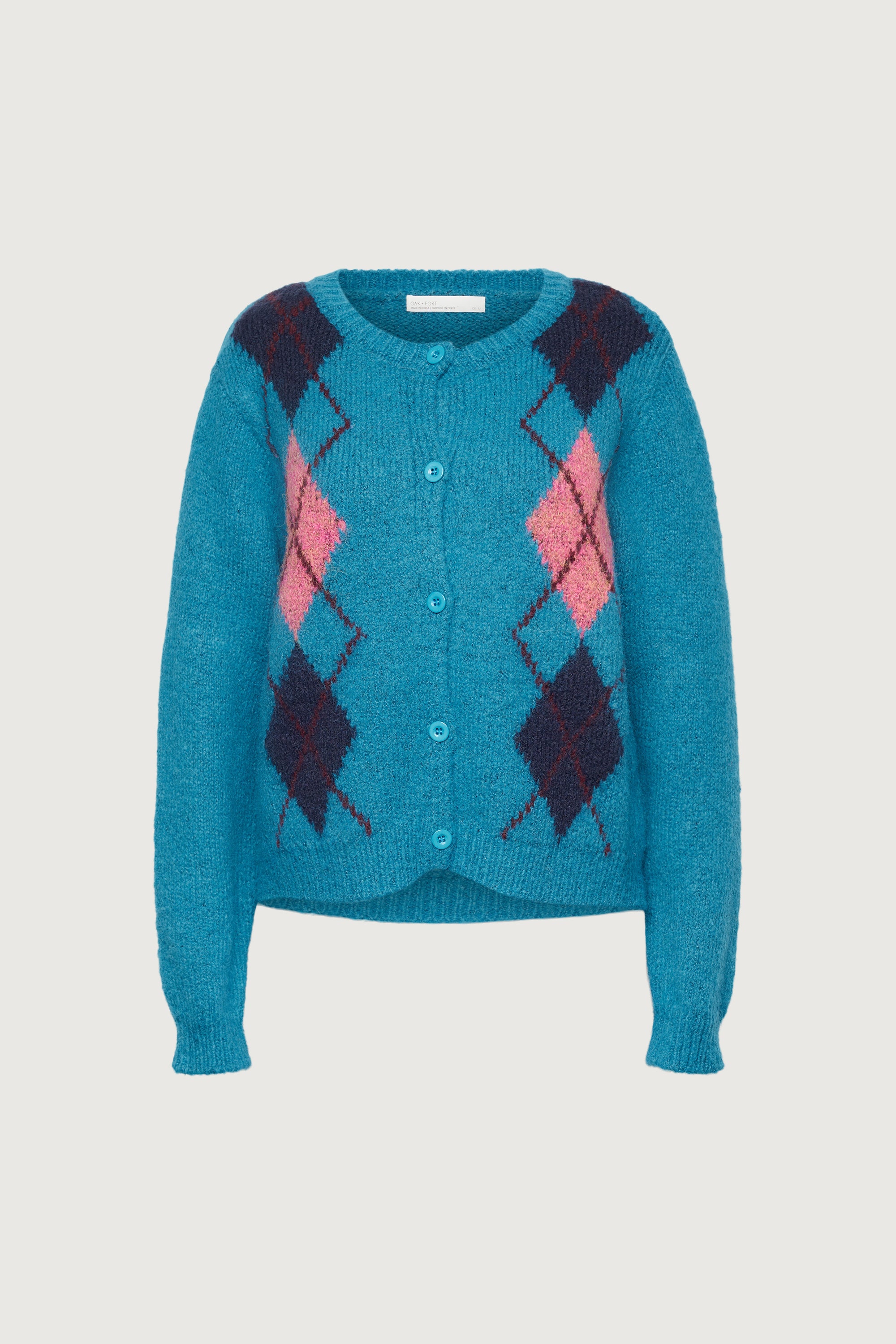 WOOL-BLEND ARGYLE PATTERN CARDIGAN Discount Best