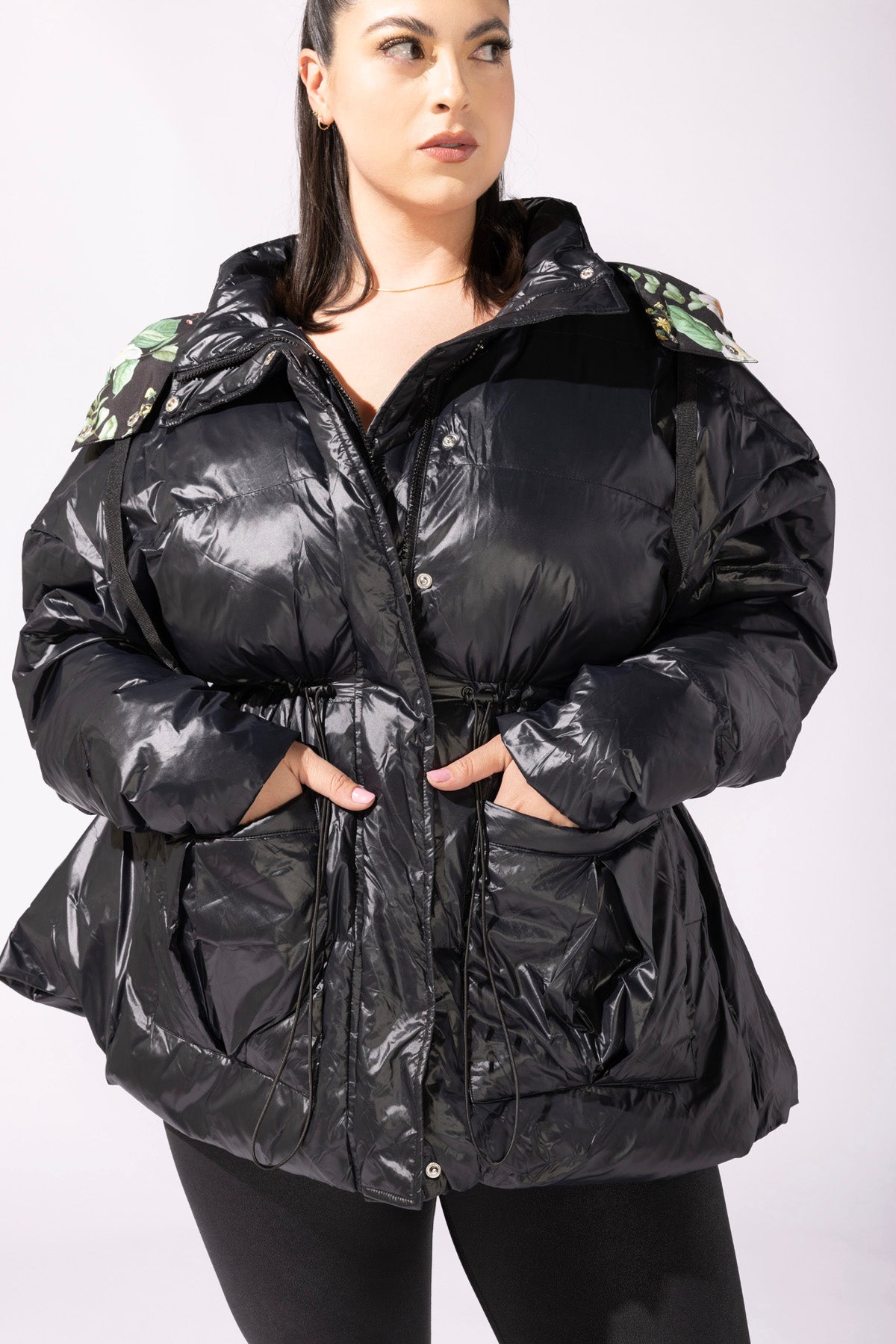 Pearl Peplum Puffer Jacket - Black Pick A Best For Sale