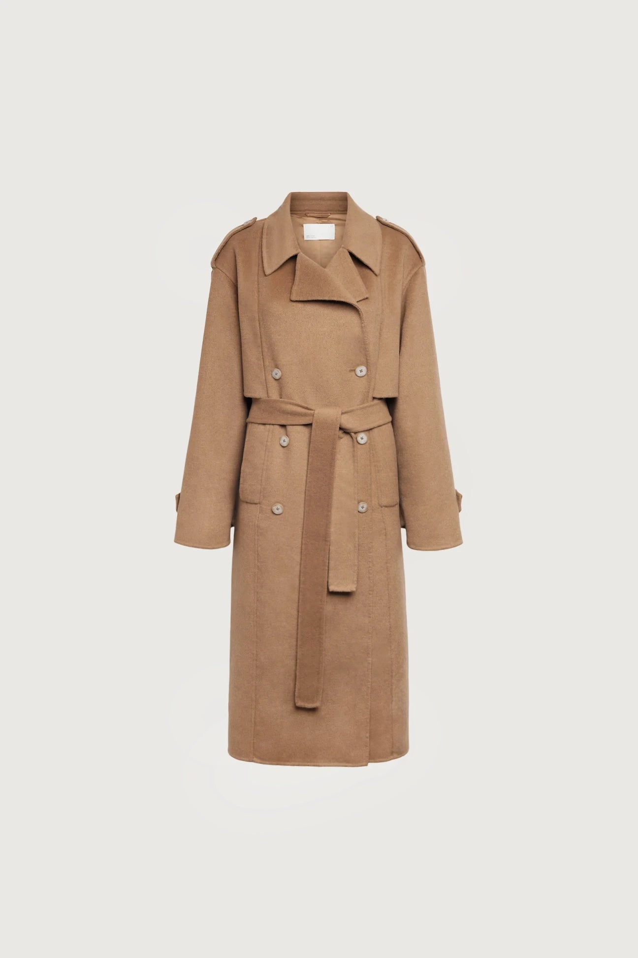 BRUSHED WOOL-BLEND BELTED COAT Good Selling Cheap Online