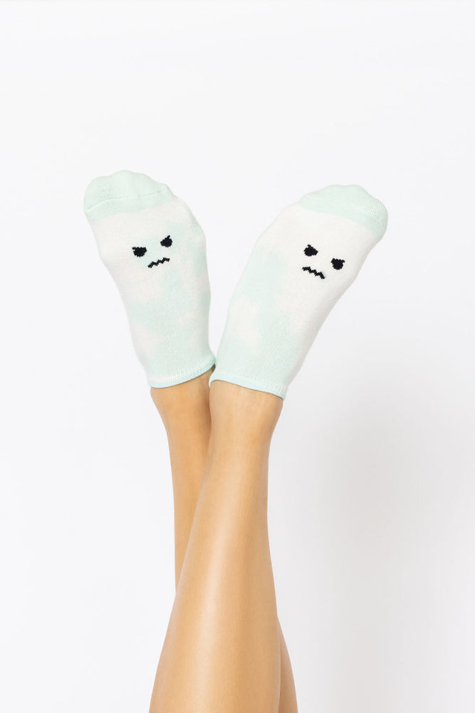 Angry Face Low Rise Socks - Green Tie Dye Discount 2025 Unisex