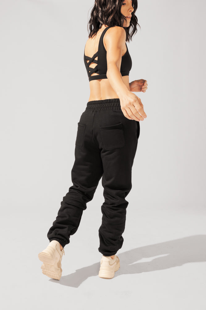 Cloud Rollover Sweatpant - Black Discount Official Site