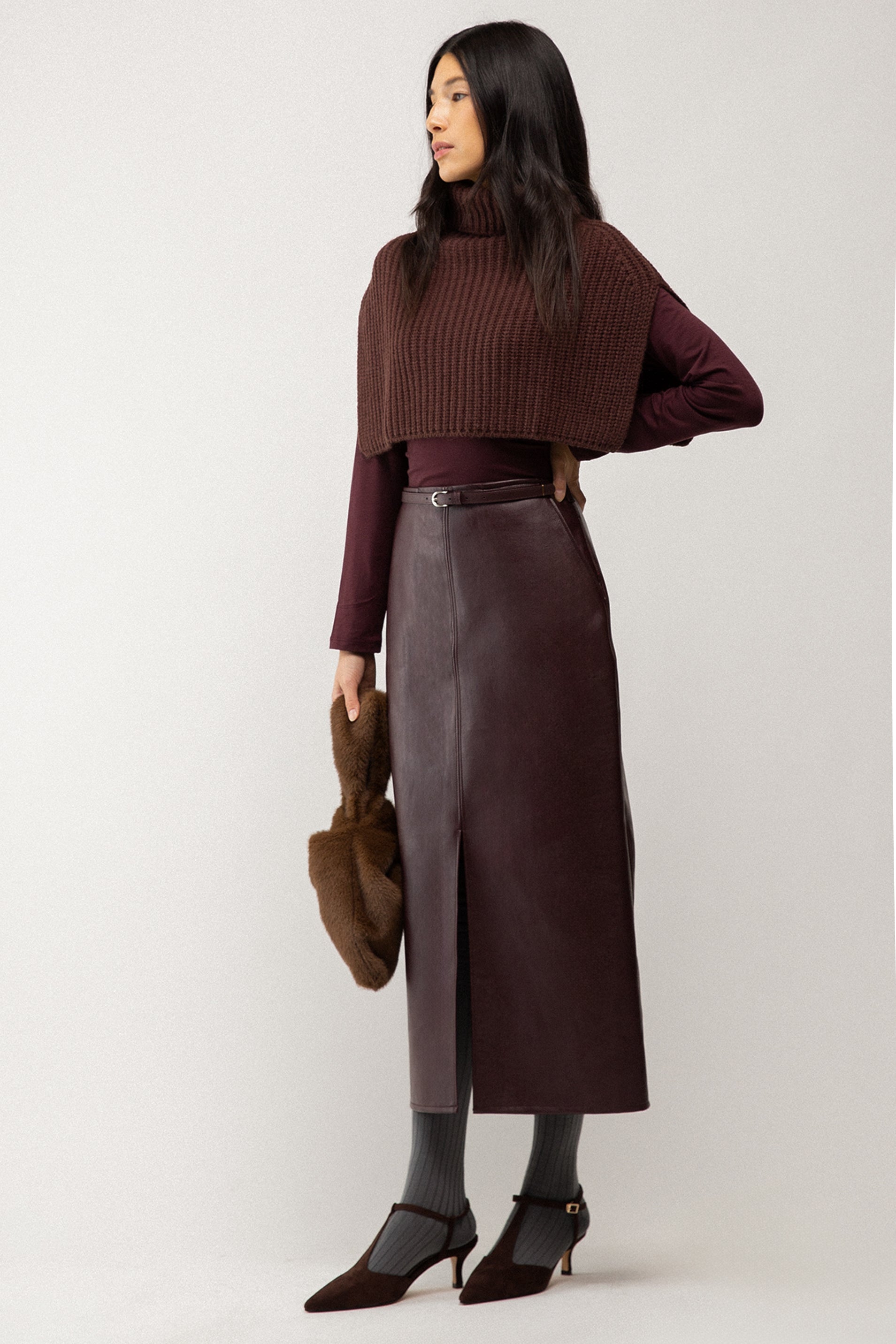 VEGAN LEATHER MAXI SKIRT Outlet Amazing Pice