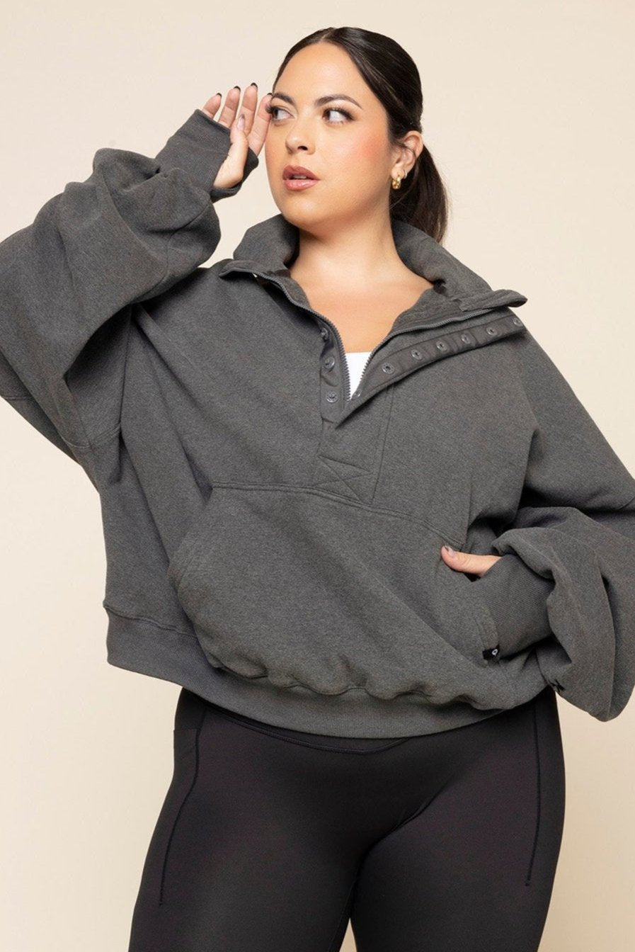 Ooey Gooey Half Zip Sweater - Charcoal Heather Sale Footlocker