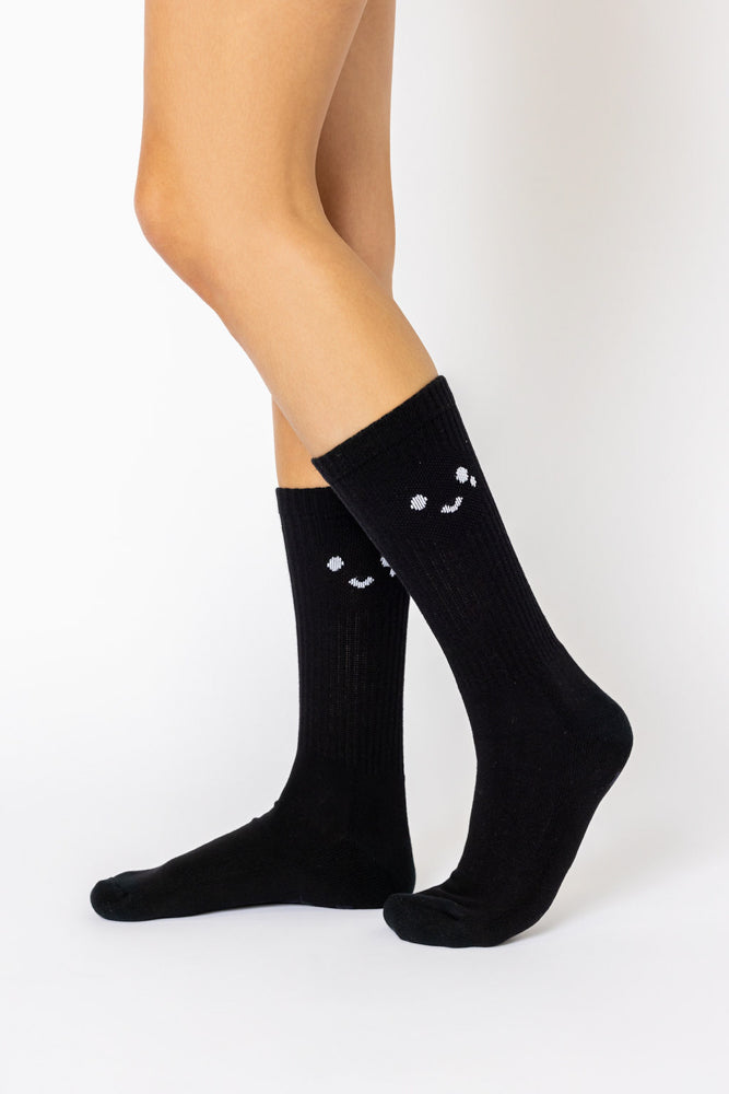 Happy Cry Face Mid-Calf Gym Socks - Black Professional Online