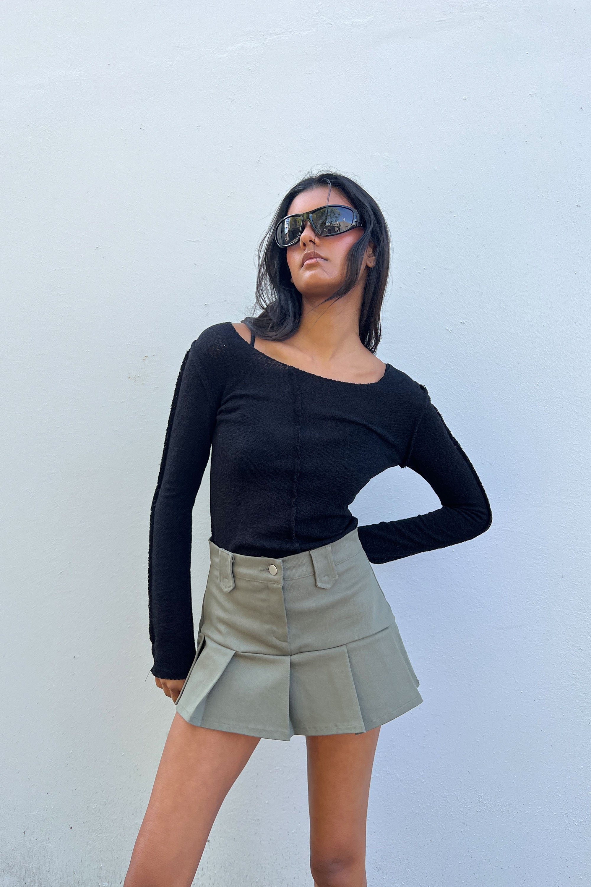 LOW-RISE PLEATED MINI SKIRT Buy Cheap Fake