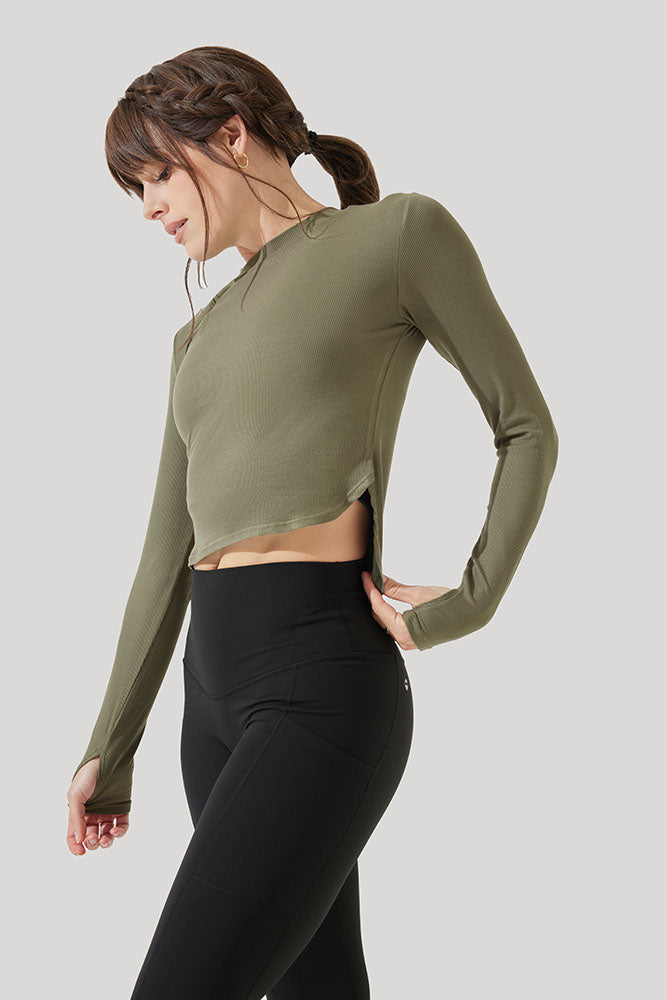 Refine Long Sleeve Top - Dark Olive Free Shipping Cheap Online