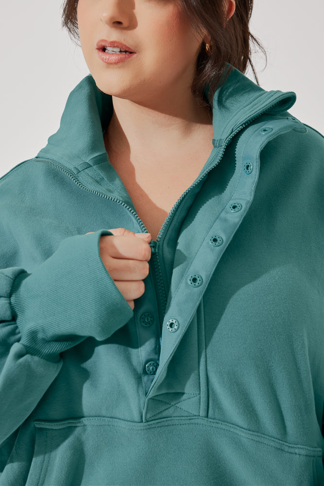 Ooey Gooey Half Zip Sweater - Turquoise Cheap Official