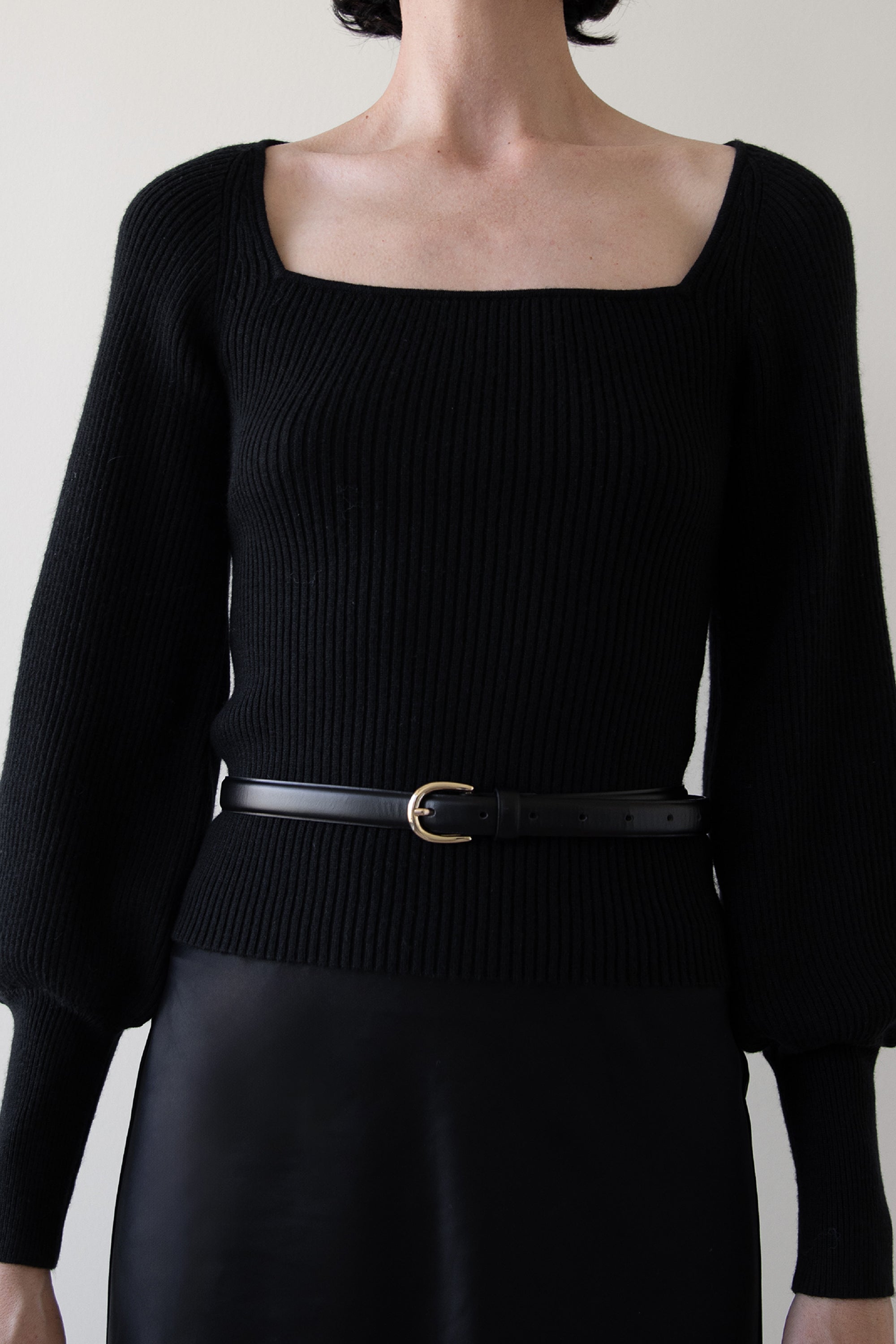 SQUARE NECK SWEATER Free Shipping 100% Original