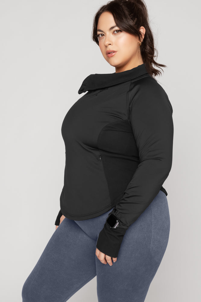 Chasing Pavements Mockneck Pullover - Black Inexpensive