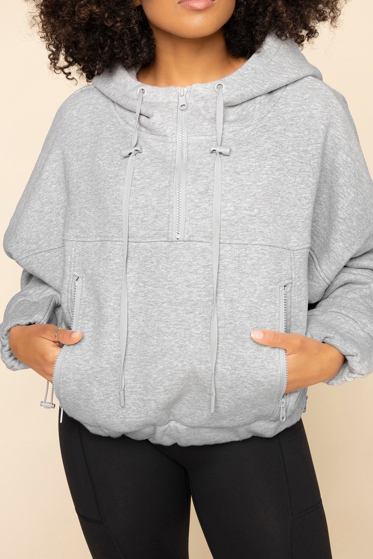 Half Zip Warm Up Hoodie - Heather Grey Enjoy Online