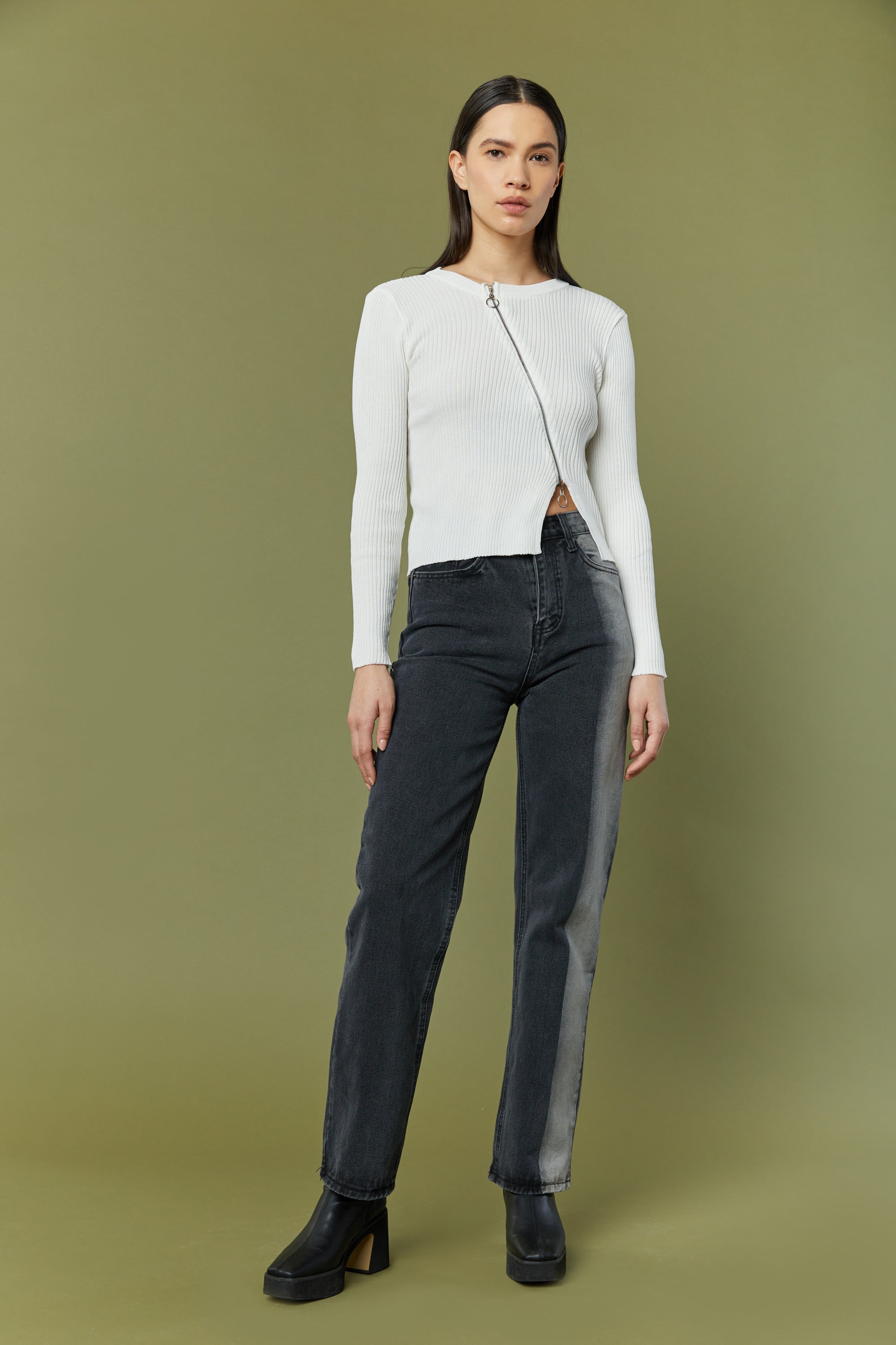 ASYMMETRICAL ZIP FRONT TOP Pay With Visa Sale Online