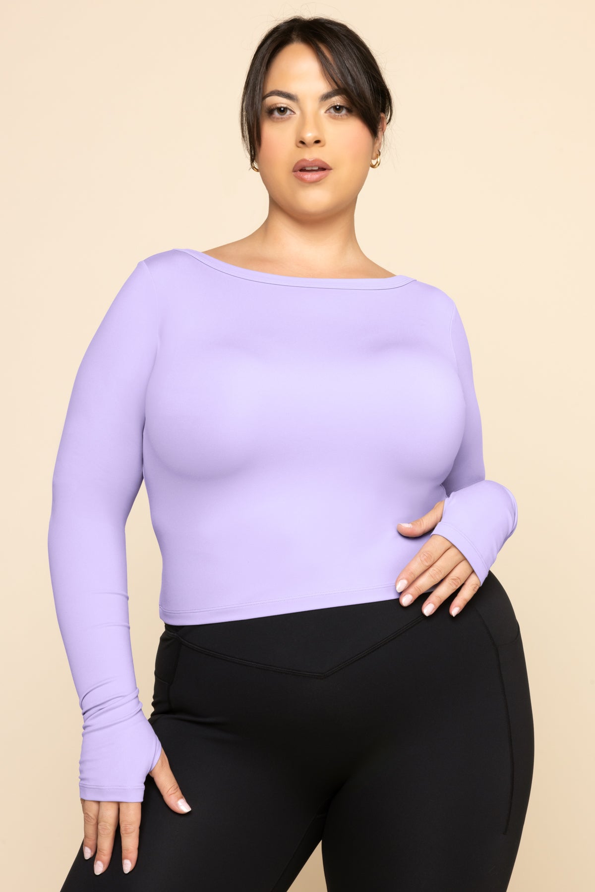 Your Favorite Long Sleeve Reversible Top - Digital Lavender Cheap Pice Store