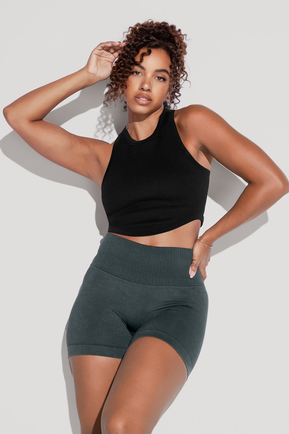 Let's Go Seamless Crop Top - Black 100% Original