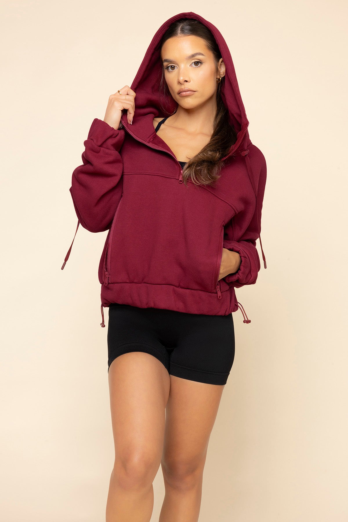 Half Zip Warm Up Hoodie - Crimson Sale For Nice