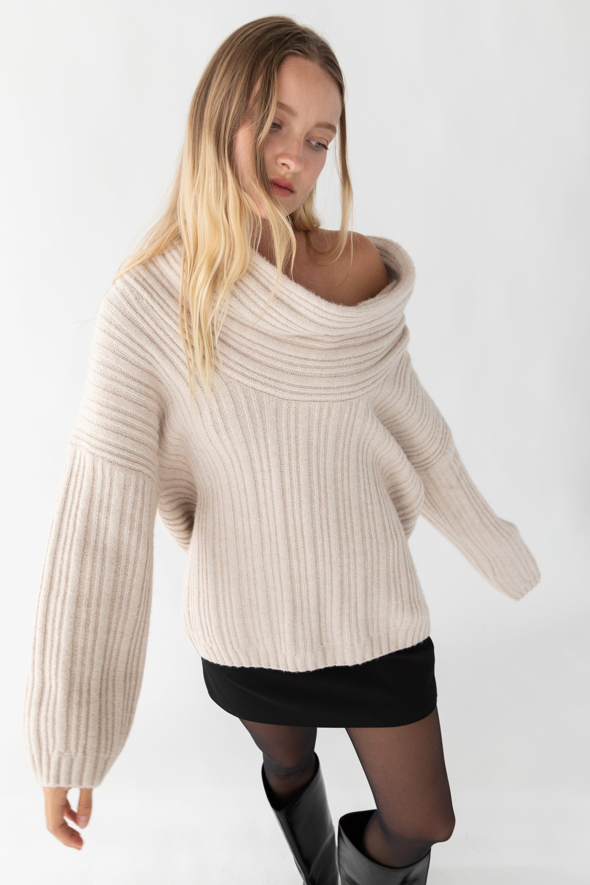 OVERSIZED SLOUCHY OFF THE SHOULDER SWEATER Shop Offer Cheap Pice