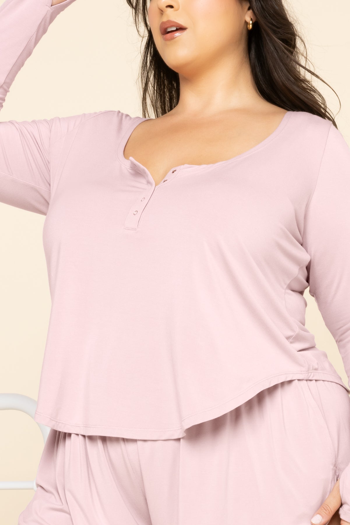 Sleep Tight Long Sleeve Henley - Pink Dusk Wholesale Pice