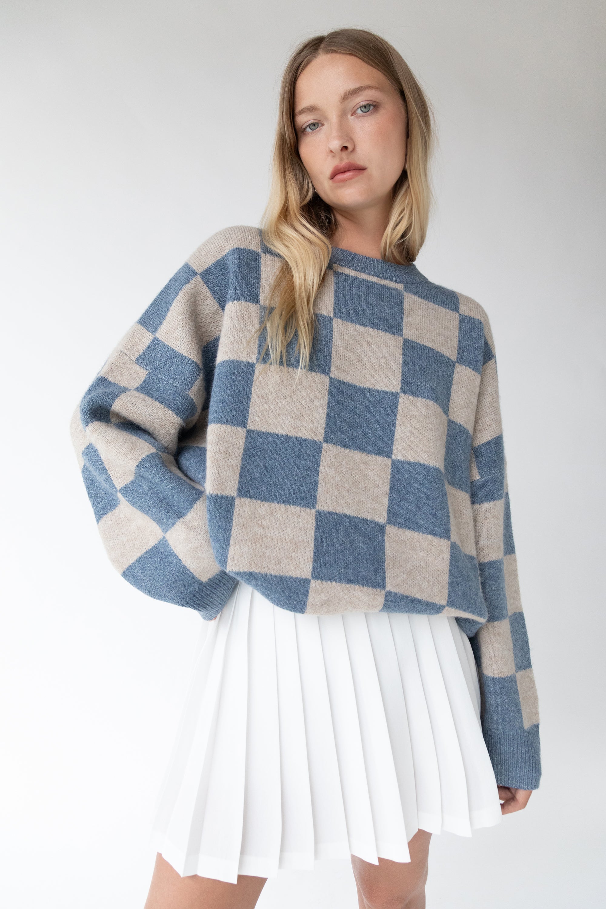 CHECKERED CREWNECK SWEATER Cheap Online Store