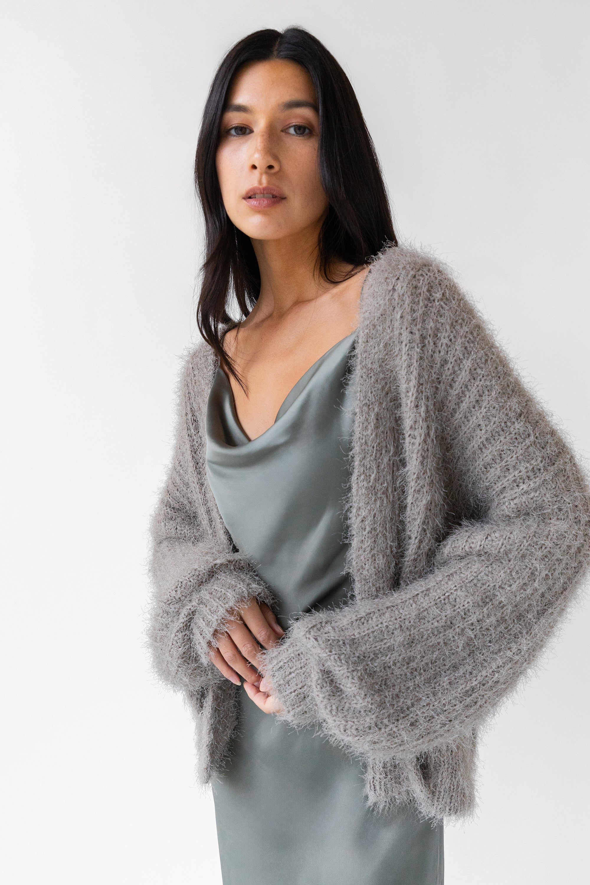 FUZZY OPEN FRONT CARDIGAN With Credit Card Online