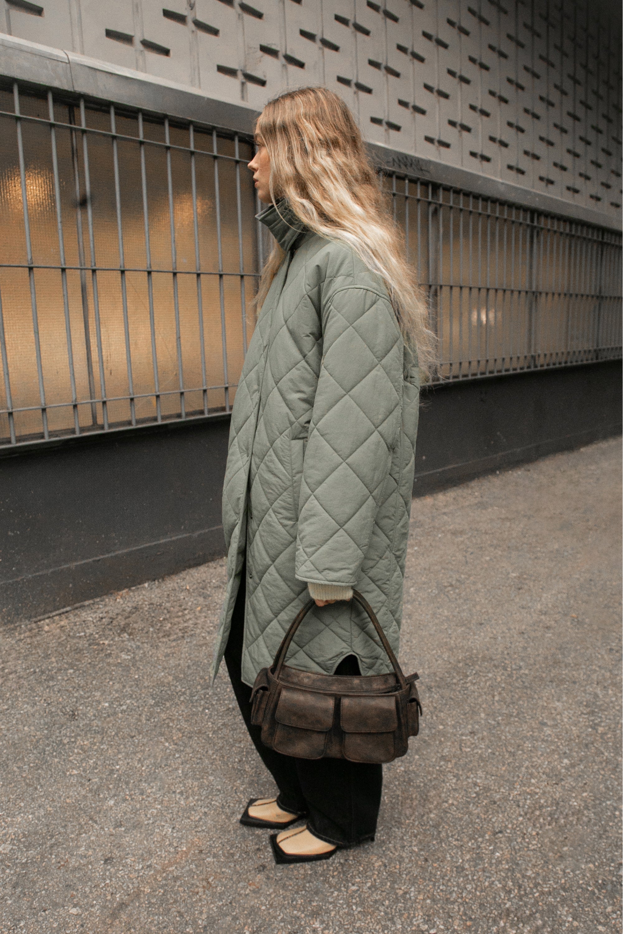 QUILTED PUFFER MIDI SHACKET Store With Big Discount