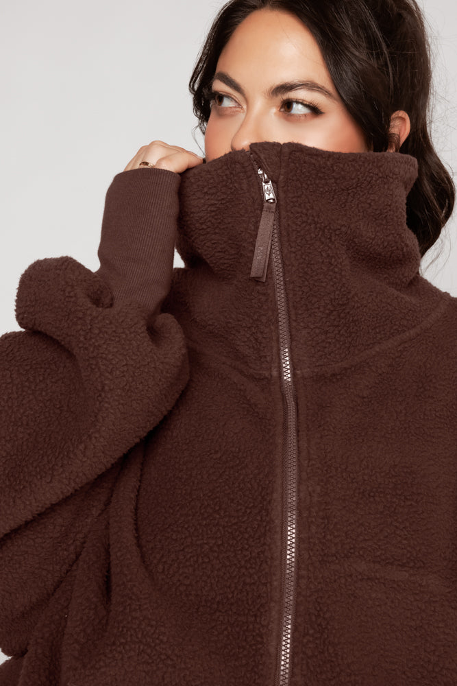 Big Hug Fleece Half Zip Sweater - Chocolate Clearance Buy