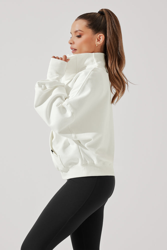 Ooey Gooey Half Zip Sweater - Almond Milk Outlet Newest