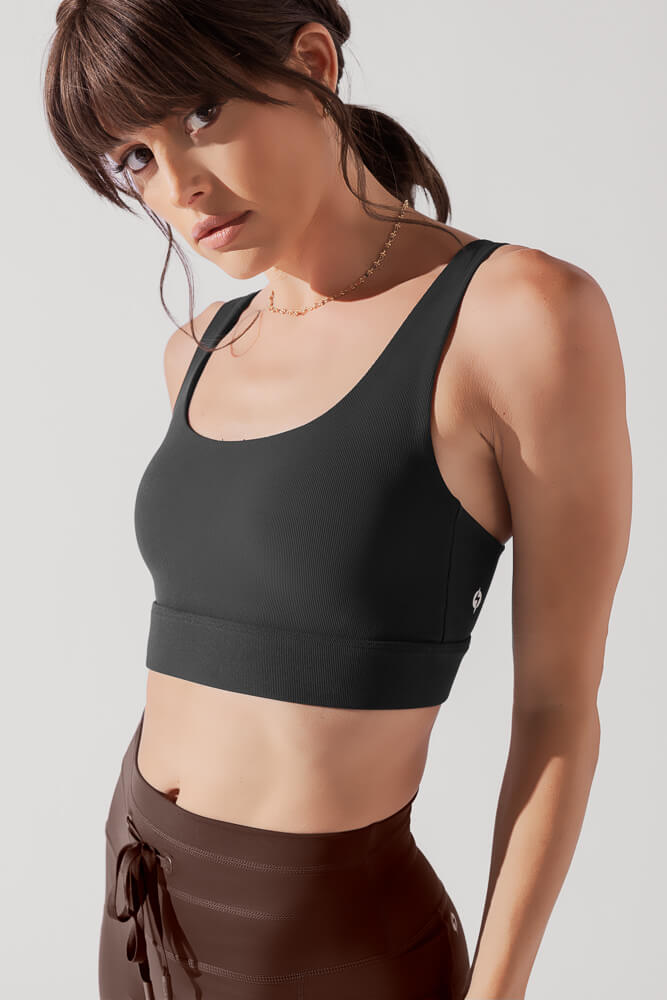 Adventure Scoop Bra (Ribbed) - Charcoal Free Shipping Release Dates