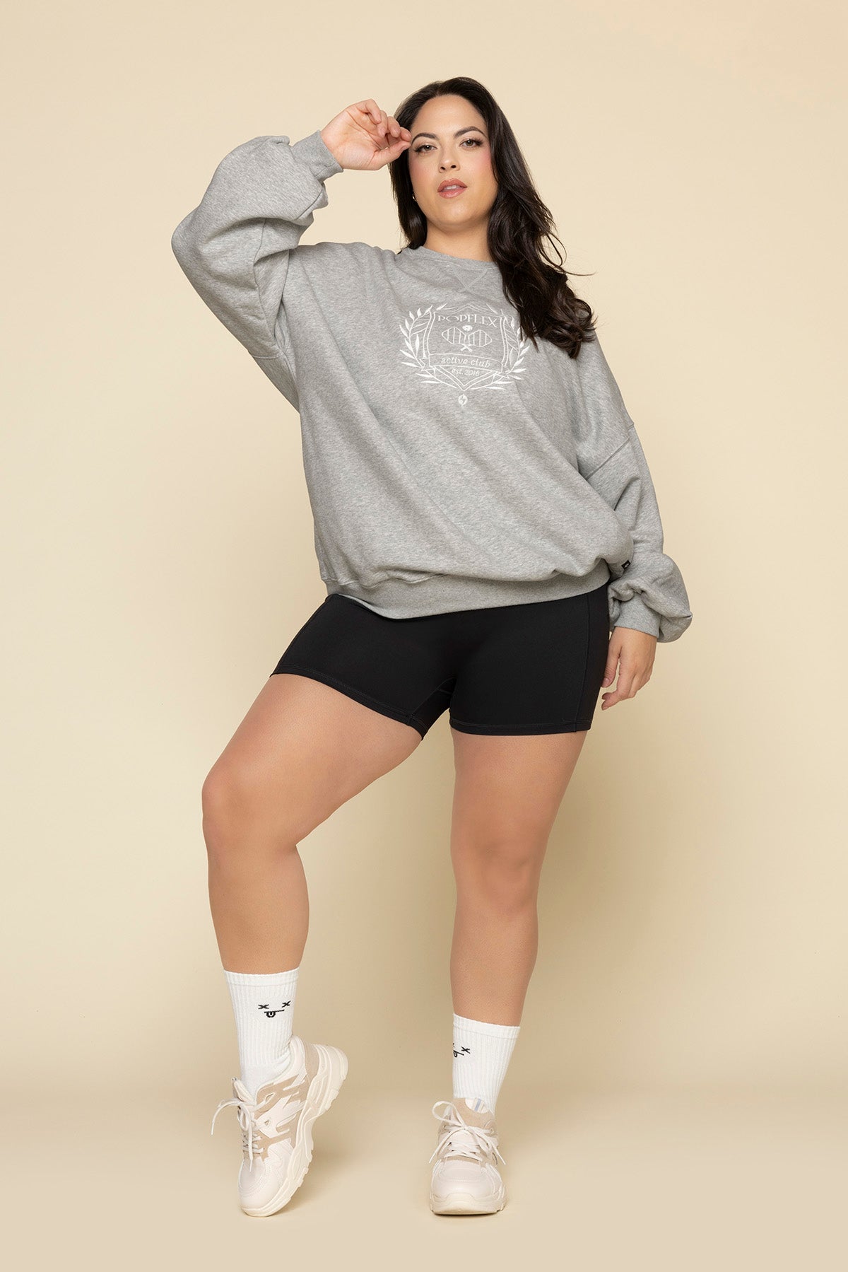 POPFLEX Active Club Cloud Crewneck Sweater - Heather Grey Fashionable