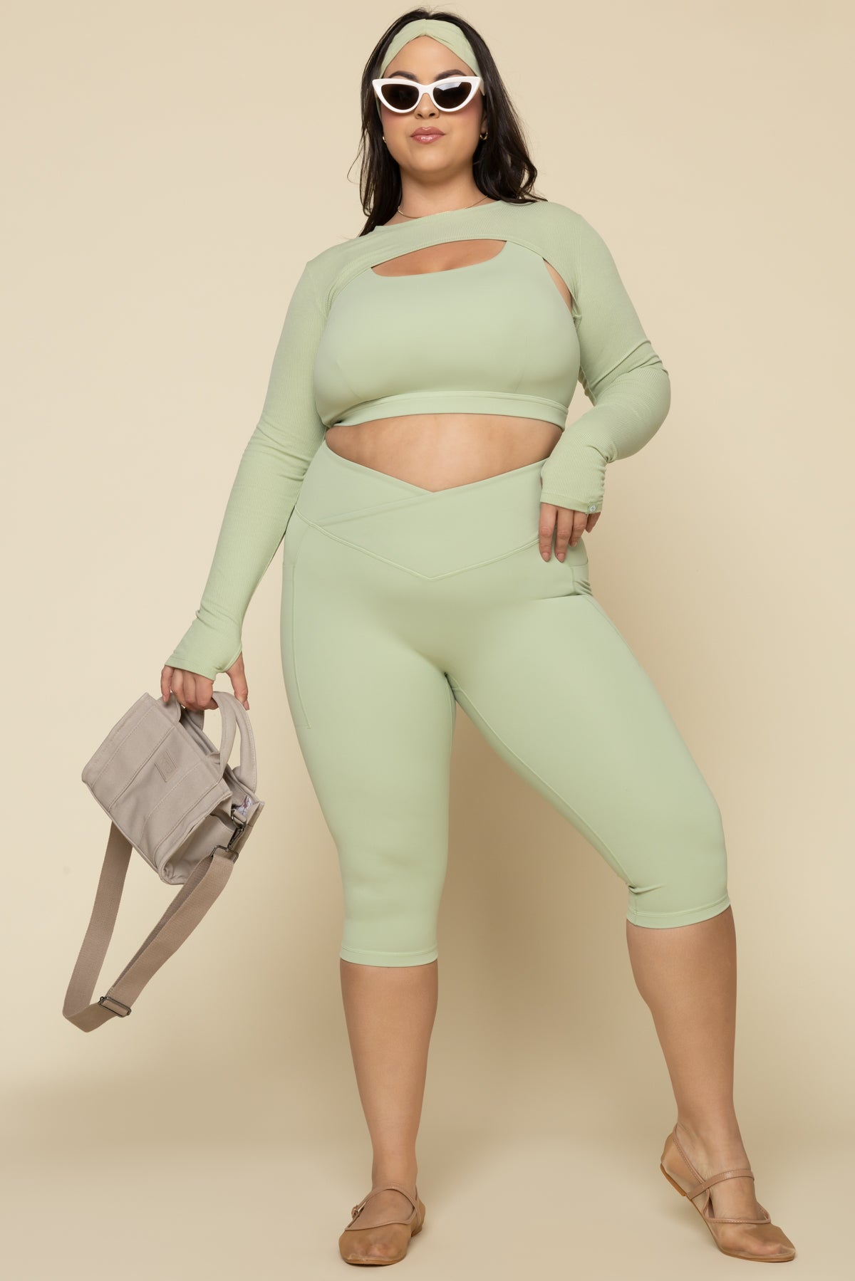 Crisscross Hourglass Capri - Pistachio Clearance Huge Surprise