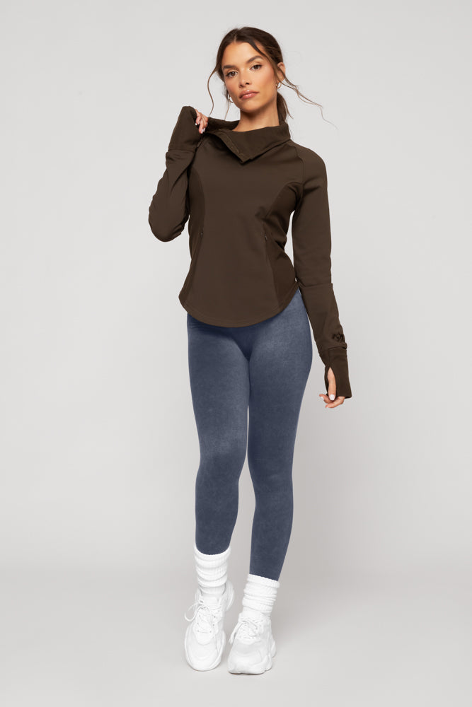 Chasing Pavements Mockneck Pullover - Dark Brown Enjoy Cheap Pice