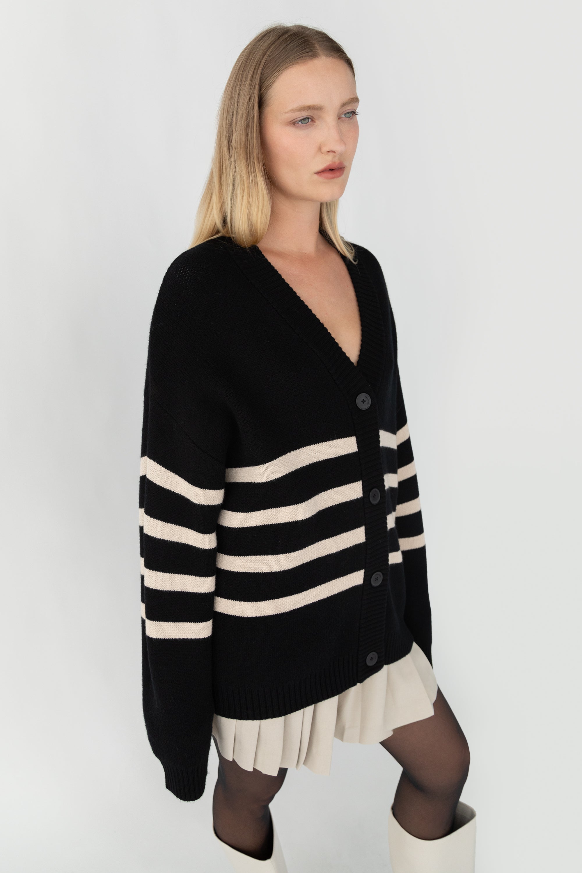 STRIPED BUTTON FRONT CARDIGAN Buy Cheap Great Deals