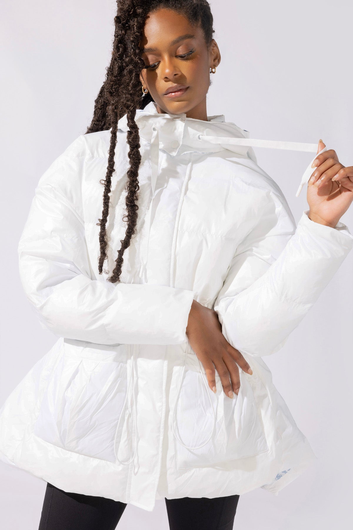 Pearl Peplum Puffer Jacket - White Enjoy Cheap Online