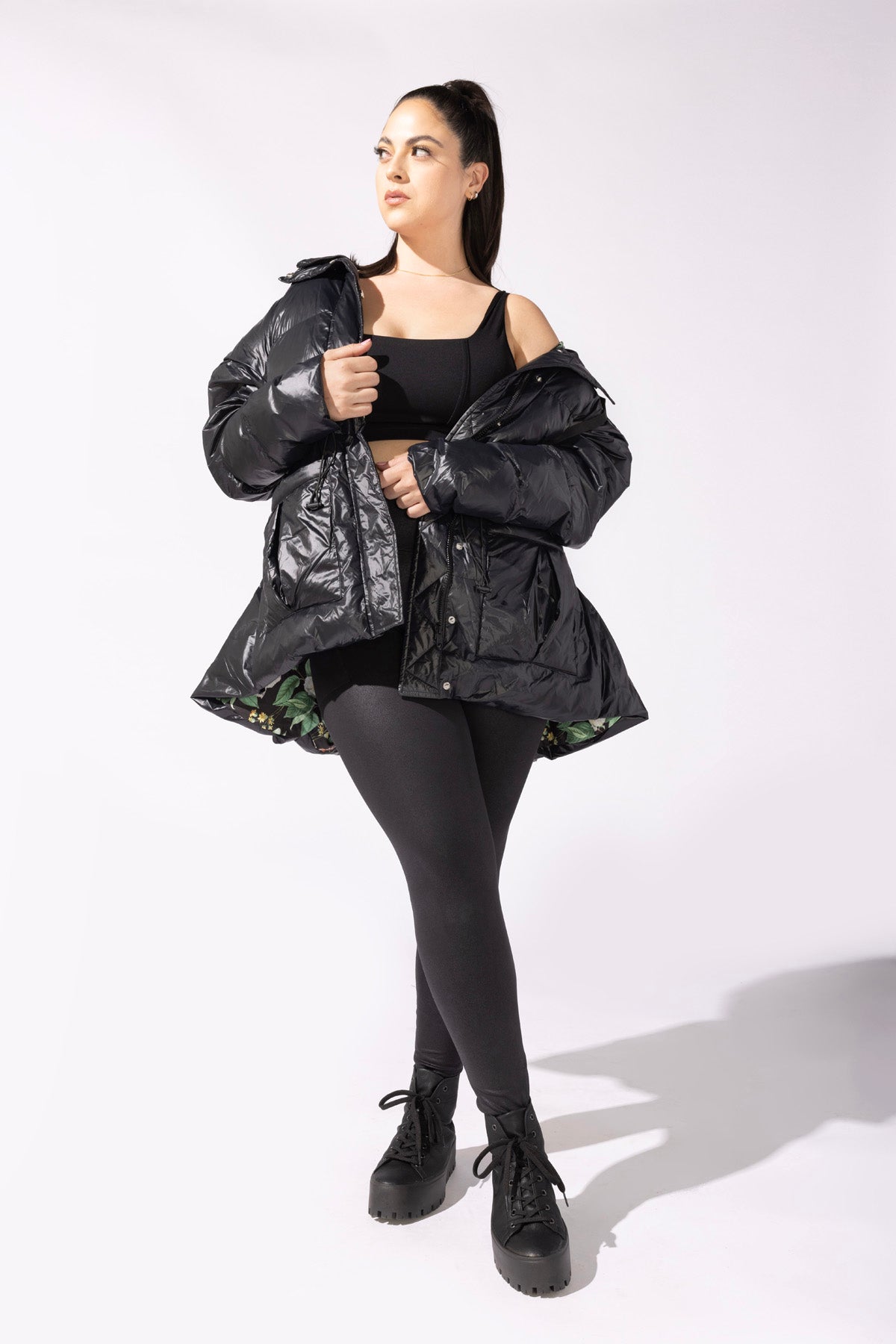 Pearl Peplum Puffer Jacket - Black Pick A Best For Sale