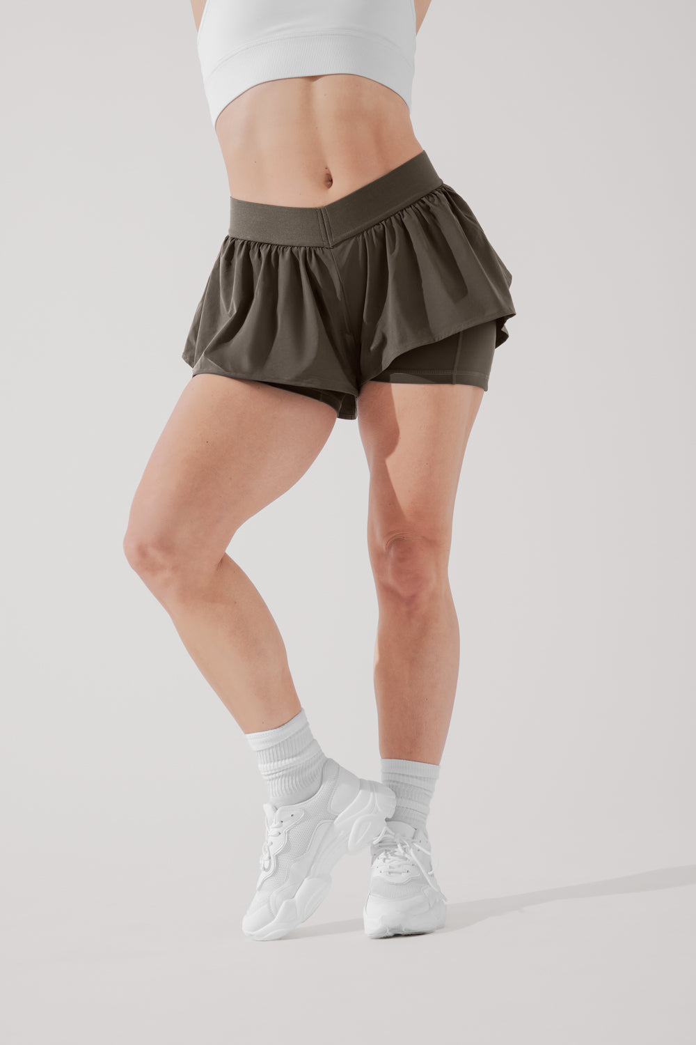 On the Run Ruffle Short - Deep Olive Buy Cheap 2025 New