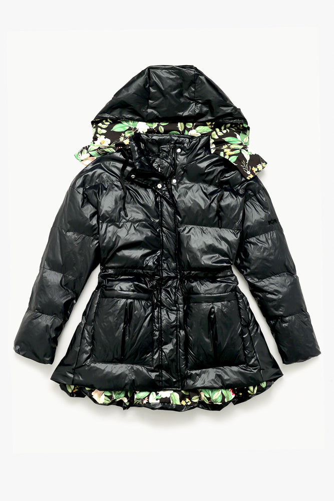 Pearl Peplum Puffer Jacket - Black Pick A Best For Sale