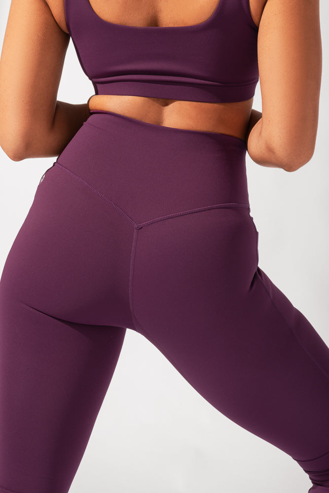 Crisscross Hourglass Flared Leggings with Pockets - Winter Plum Cheap The Cheapest