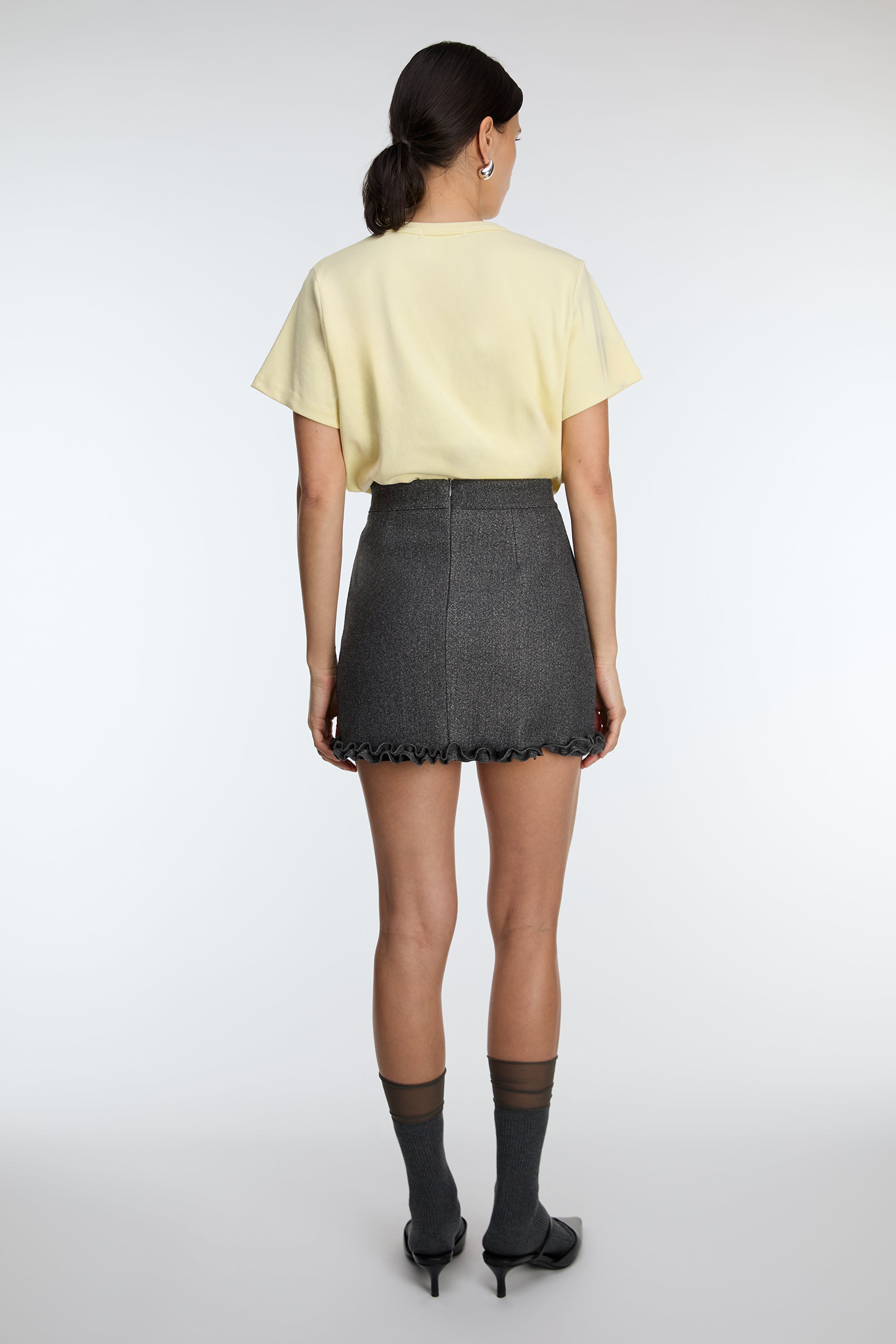 SUITING MINI SKIRT WITH RUFFLE HEM 2025 New Cheap Online