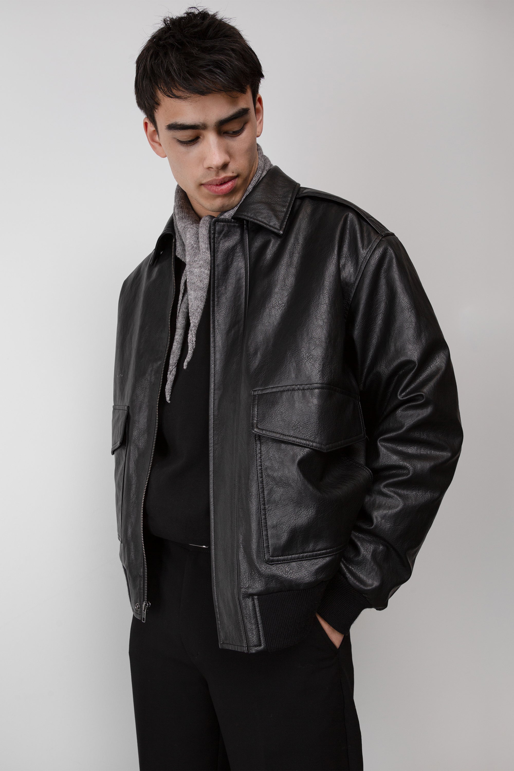 VEGAN LEATHER BOMBER JACKET Buy Cheap Tumblr