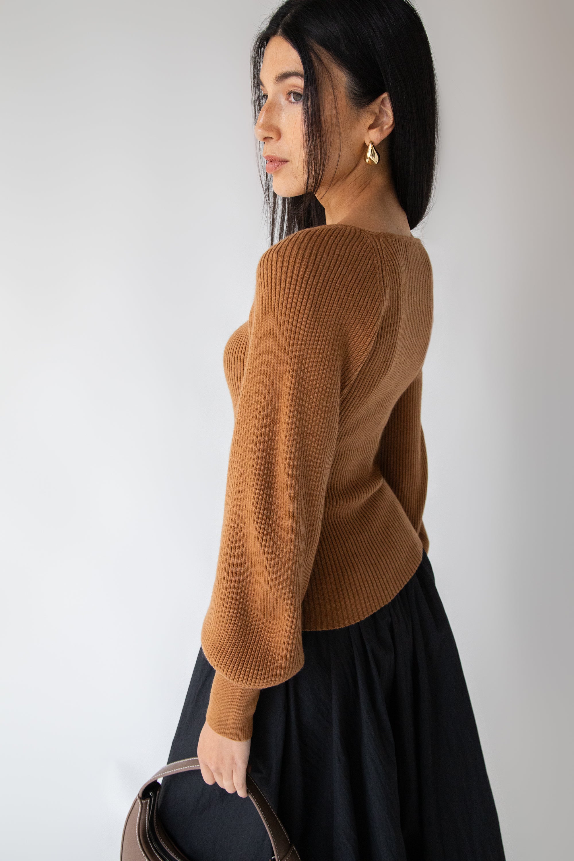 SQUARE NECK SWEATER Free Shipping 100% Original